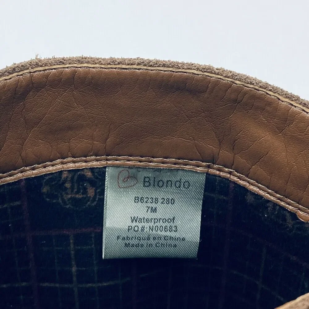 Blondo Women's 7M Nestle Boots Waterproof Knee High Brown Suede Fringe Side Zip